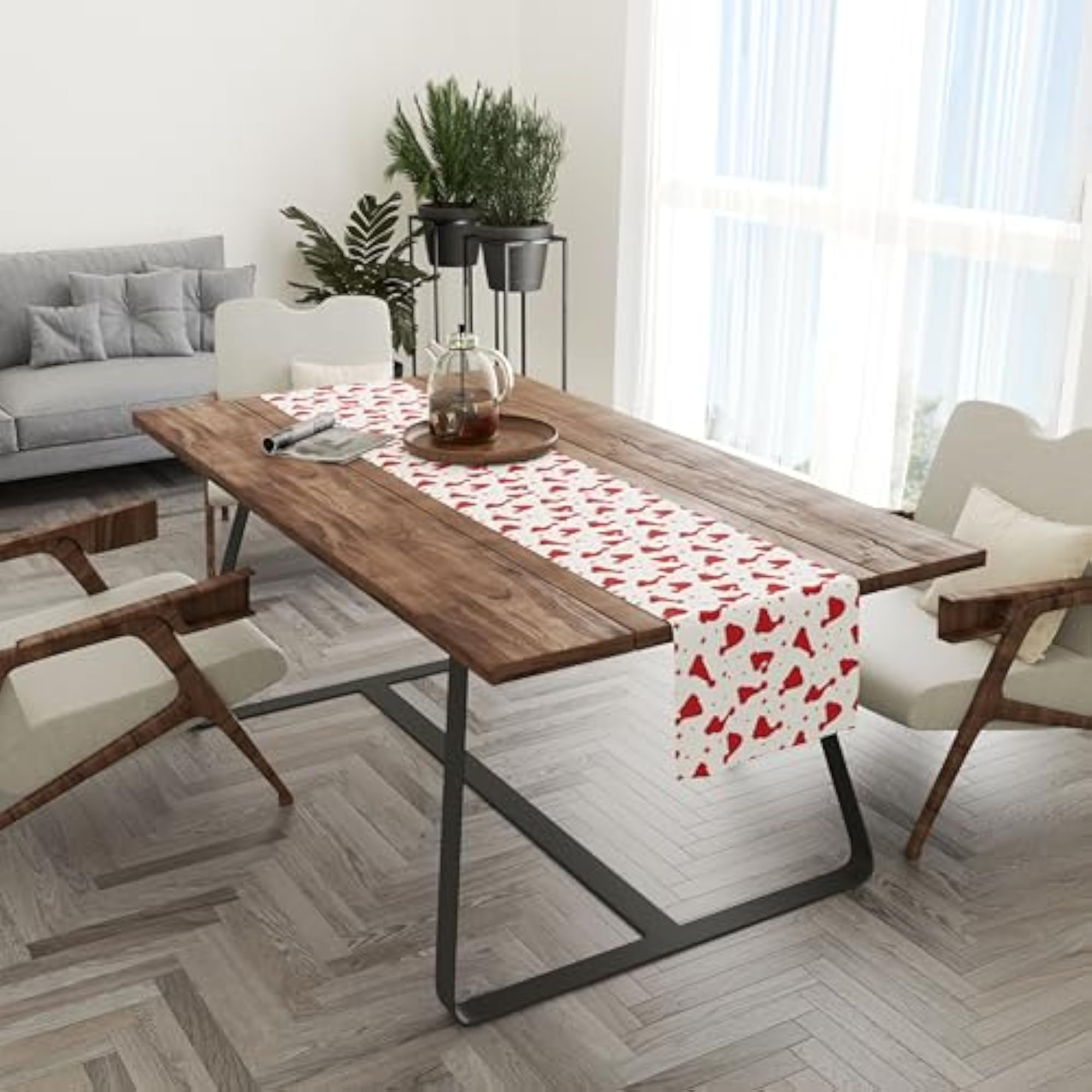 4 Table Mats and Runner Set for Dining Table, Christmas Decor